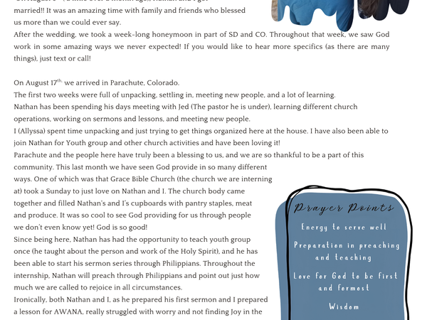Prayer Letter, page 1
